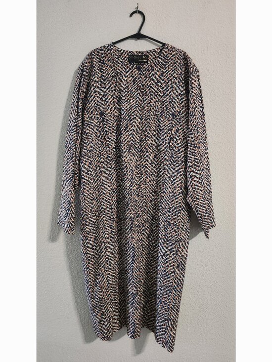 St. Gillian Dresses & Skirts - St. Gillian Kay Unger Herringbone Print Midi Dress Women’s Silk L/S size 14
